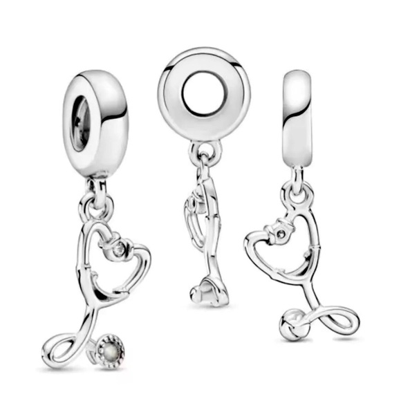 New ♥️ Heart Stethoscope Dangle Charm S925 Sterling Silver with Gift Box - Picture 3 of 9